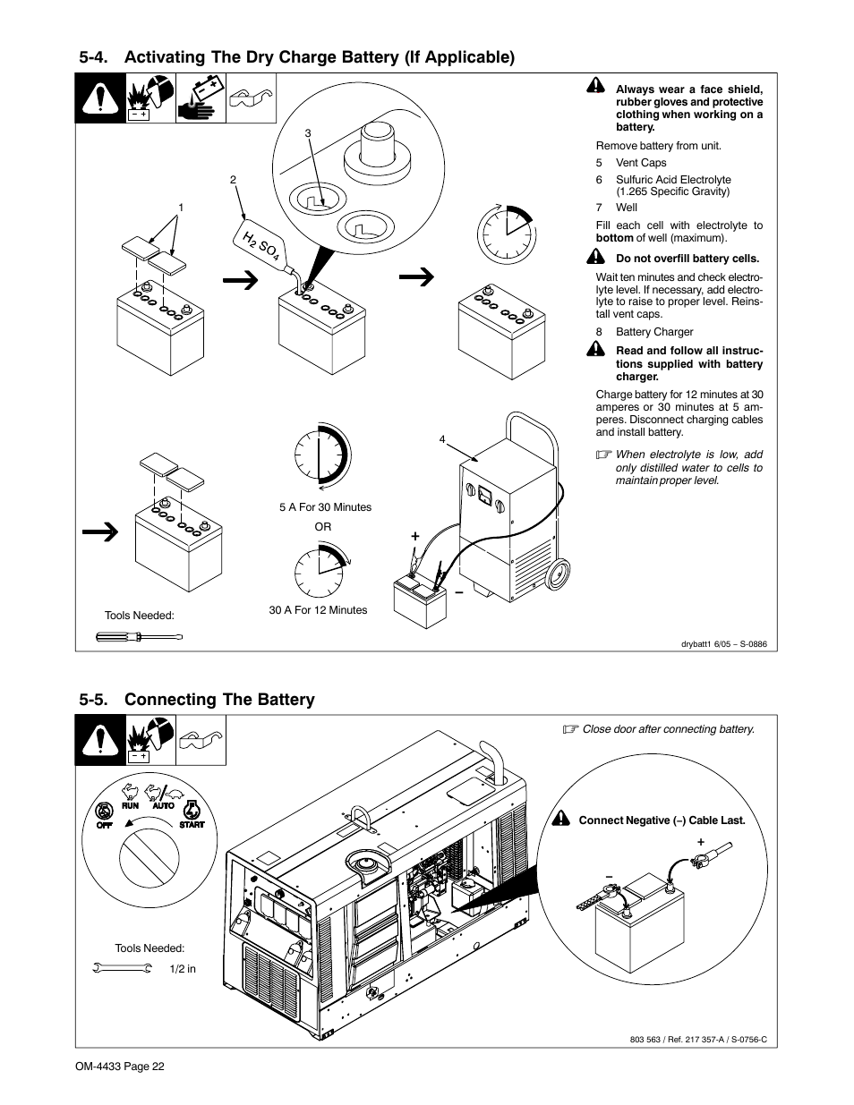 5. connecting the battery | Miller Electric Big Blue 300 User Manual | Page 26 / 76