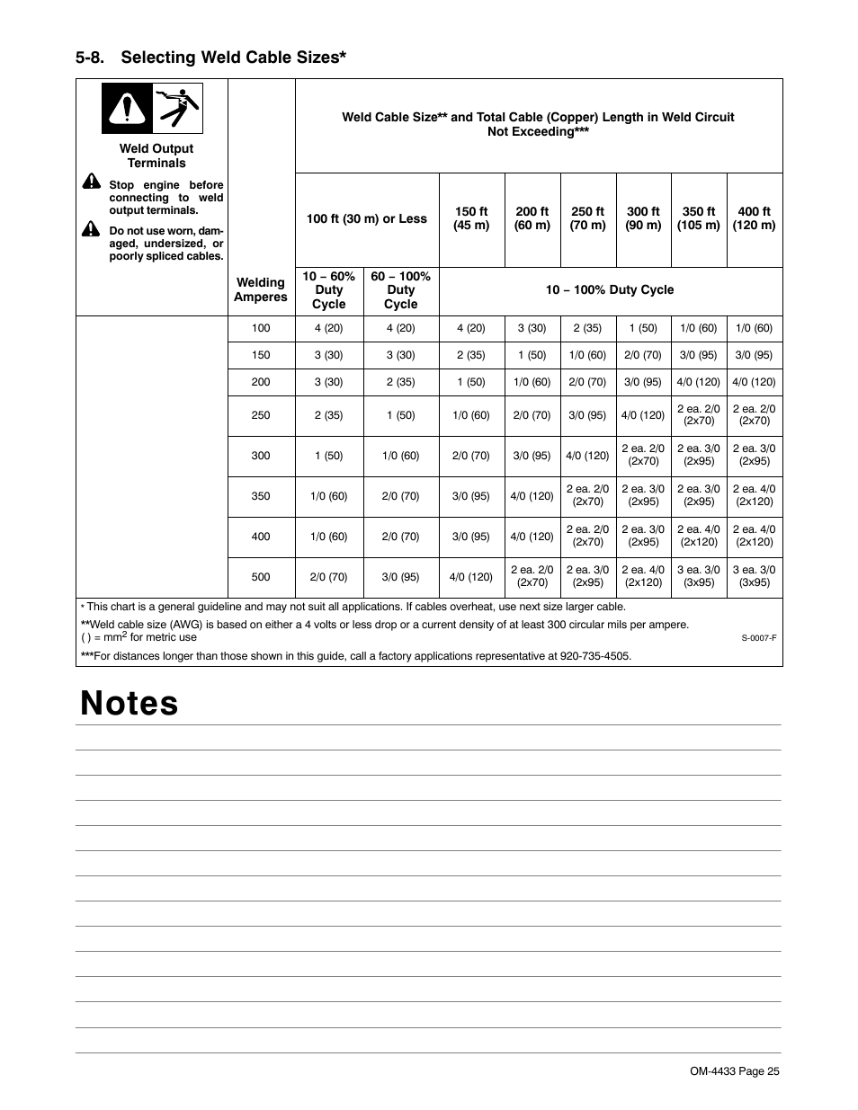 8. selecting weld cable sizes | Miller Electric Big Blue 300 User Manual | Page 29 / 76