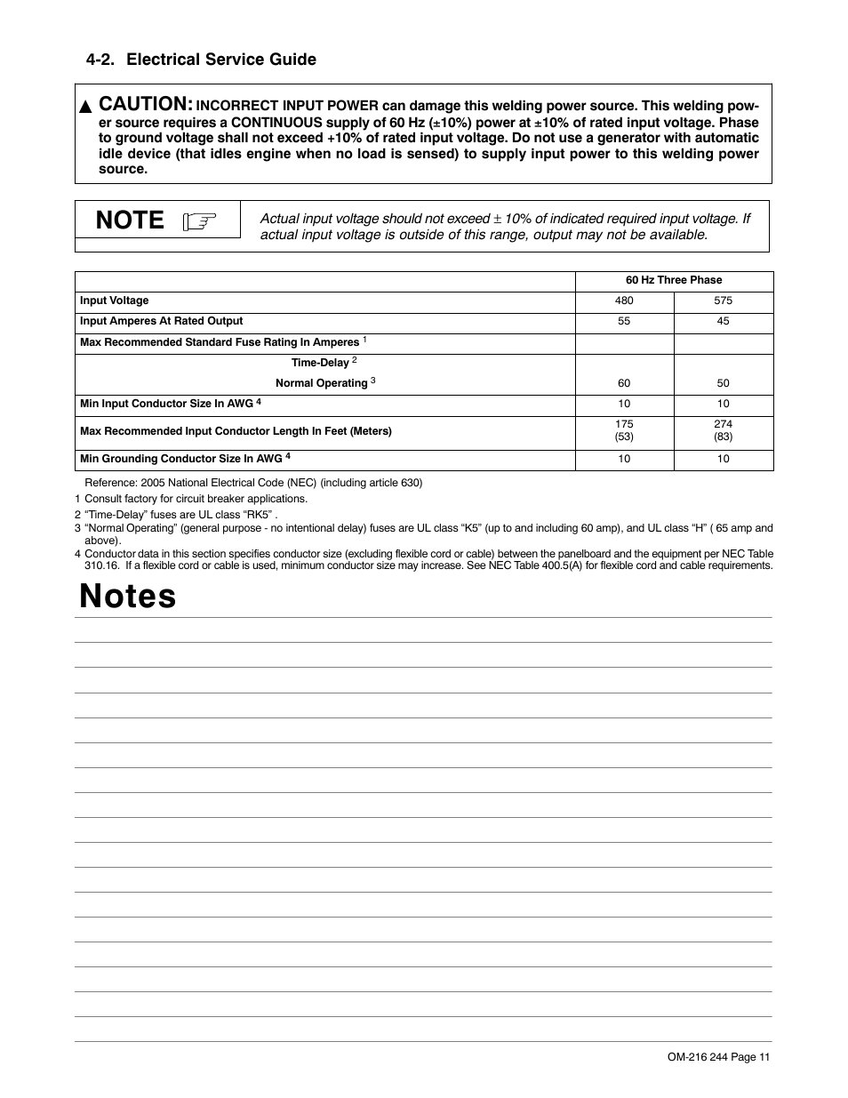 2. electrical service guide, Caution | Miller Electric 625 User Manual | Page 15 / 48