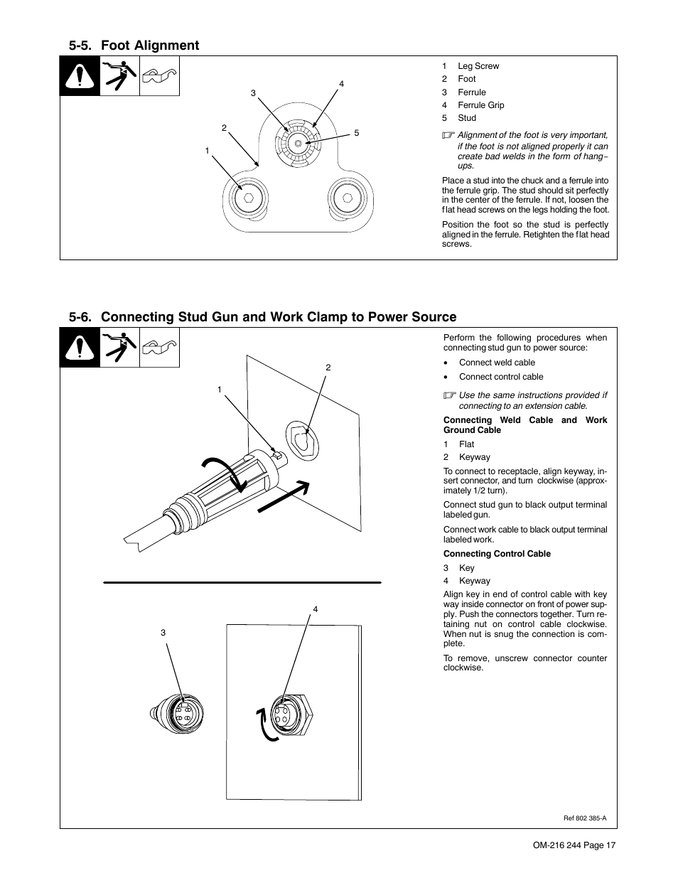 5. foot alignment | Miller Electric 625 User Manual | Page 21 / 48