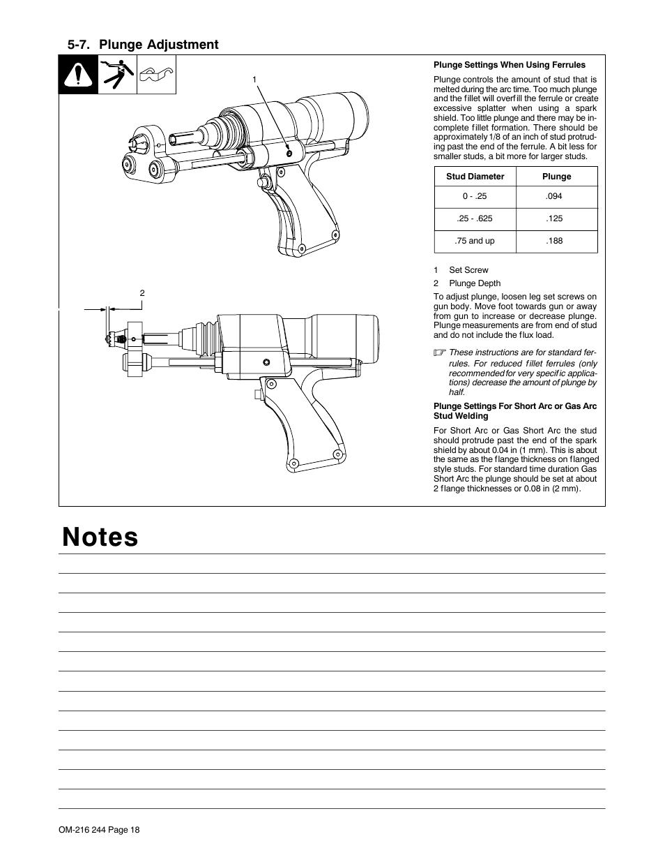 7. plunge adjustment | Miller Electric 625 User Manual | Page 22 / 48