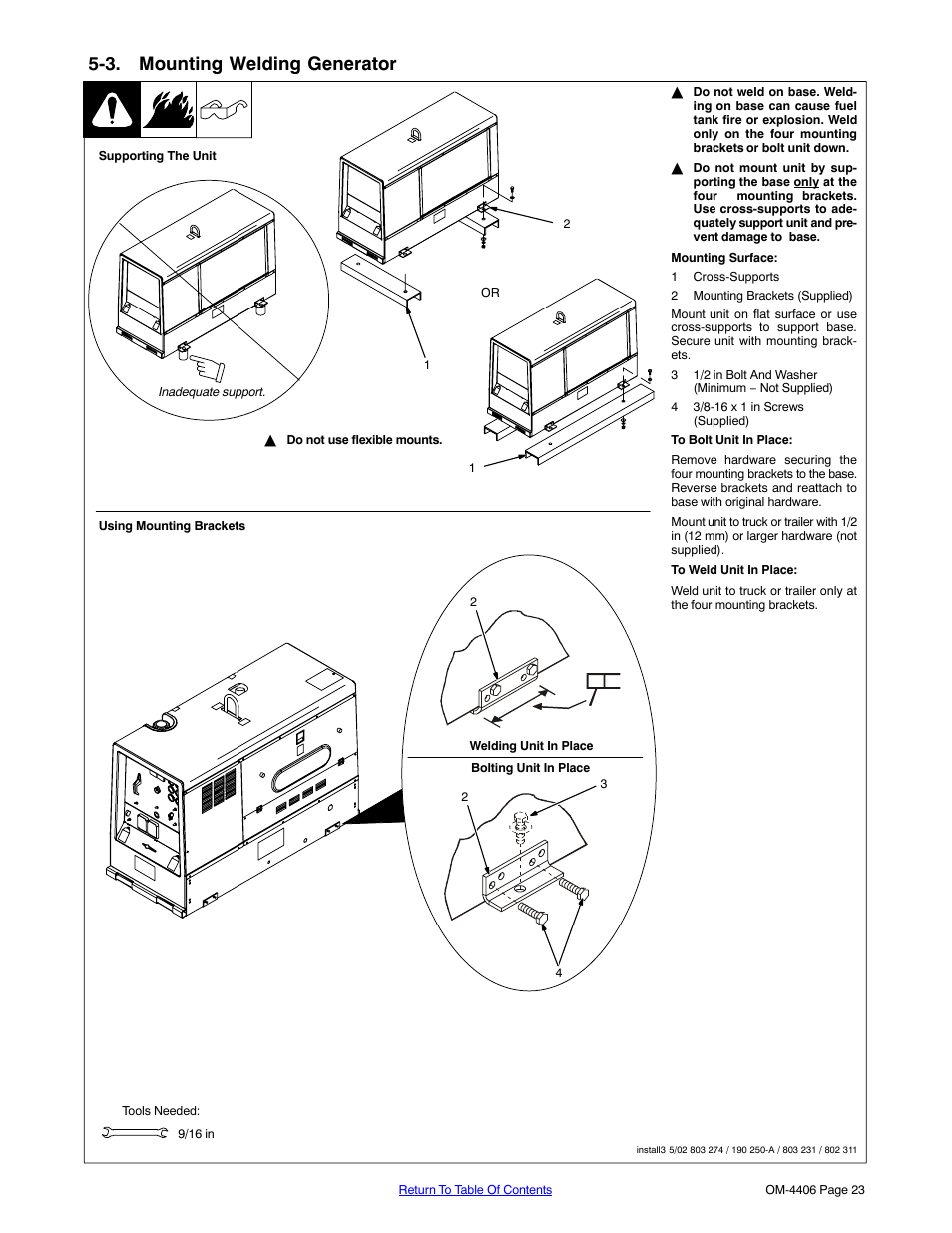 3. mounting welding generator | Miller Electric Big 40 CAT User Manual | Page 29 / 92