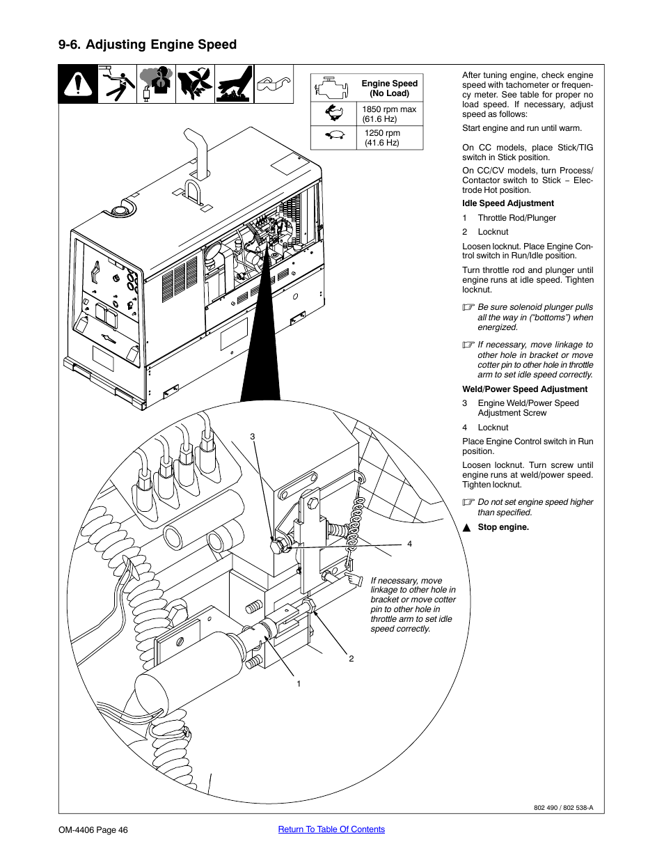 6. adjusting engine speed | Miller Electric Big 40 CAT User Manual | Page 52 / 92