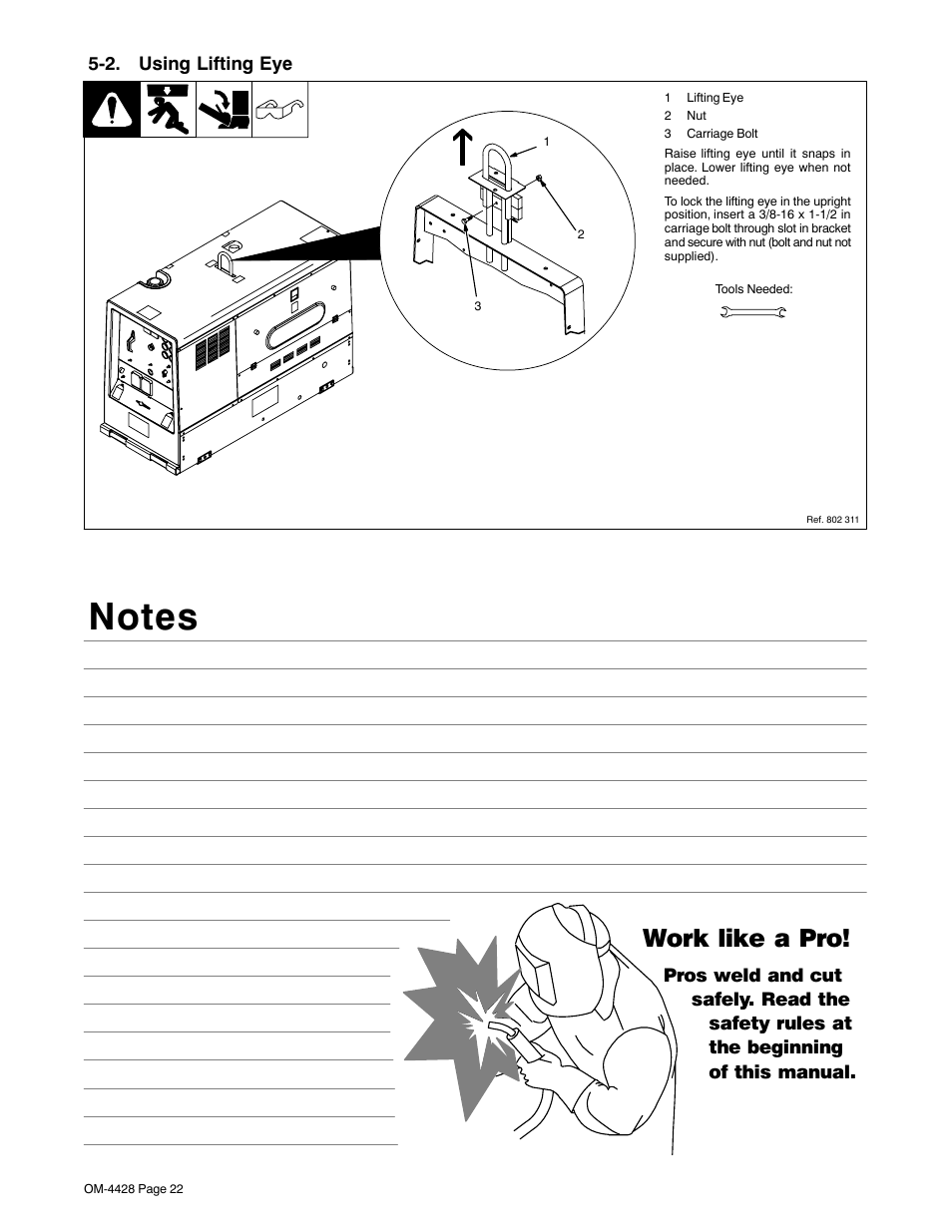 2. using lifting eye, Work like a pro | Miller Electric 600 X User Manual | Page 26 / 108