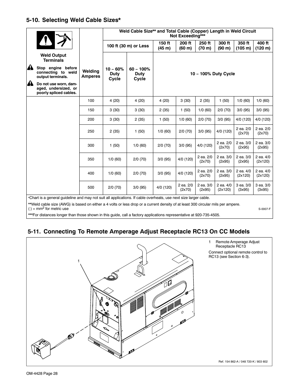 10. selecting weld cable sizes | Miller Electric 600 X User Manual | Page 32 / 108