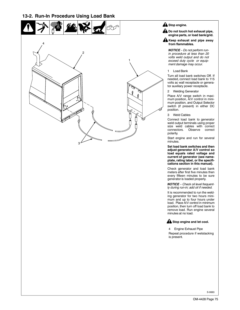 2. run-in procedure using load bank | Miller Electric 600 X User Manual | Page 79 / 108