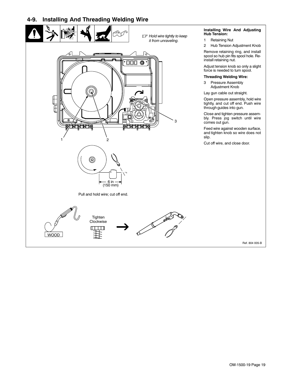 9. installing and threading welding wire | Miller Electric 12VS User Manual | Page 23 / 44