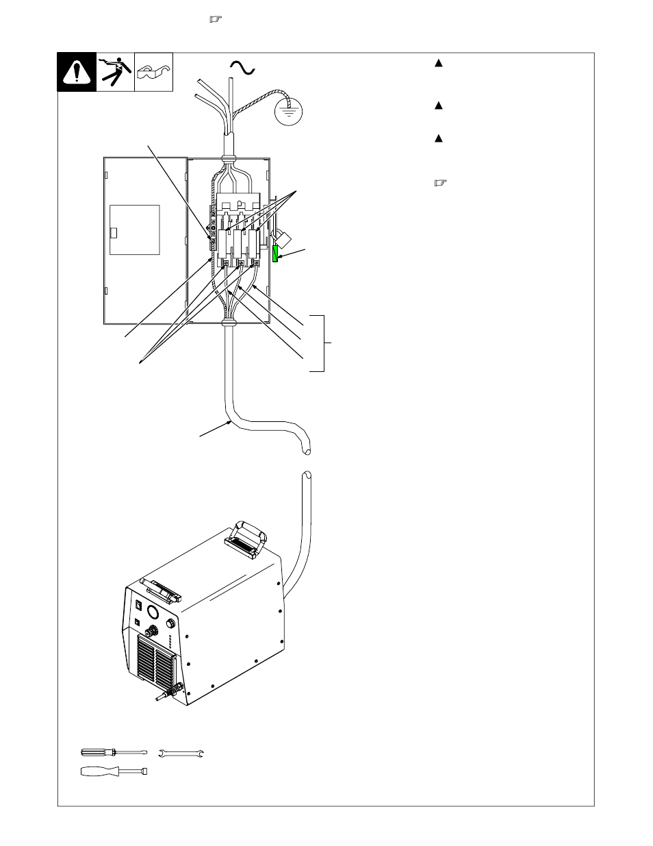 Connecting 3-phase input power, 9. connecting 3-phase input power | Miller Electric ICE-100T User Manual | Page 20 / 56