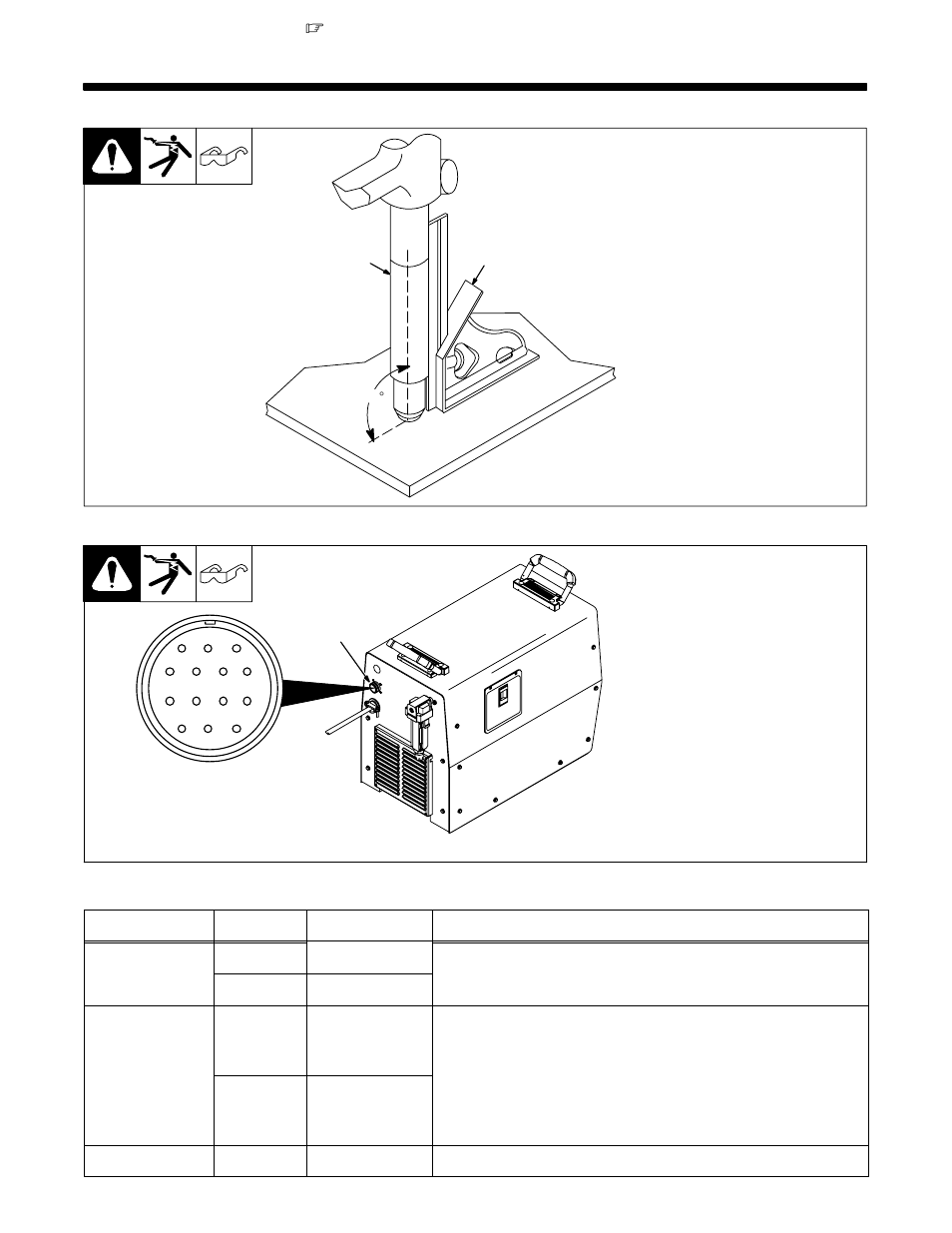 Section 6 − mechanized operation, Ice-100tm mounting position, Remote control receptacle | Remote control cable functions, 1. ice-100tm mounting position, 2. remote control receptacle, 3. remote control cable functions | Miller Electric ICE-100T User Manual | Page 28 / 56