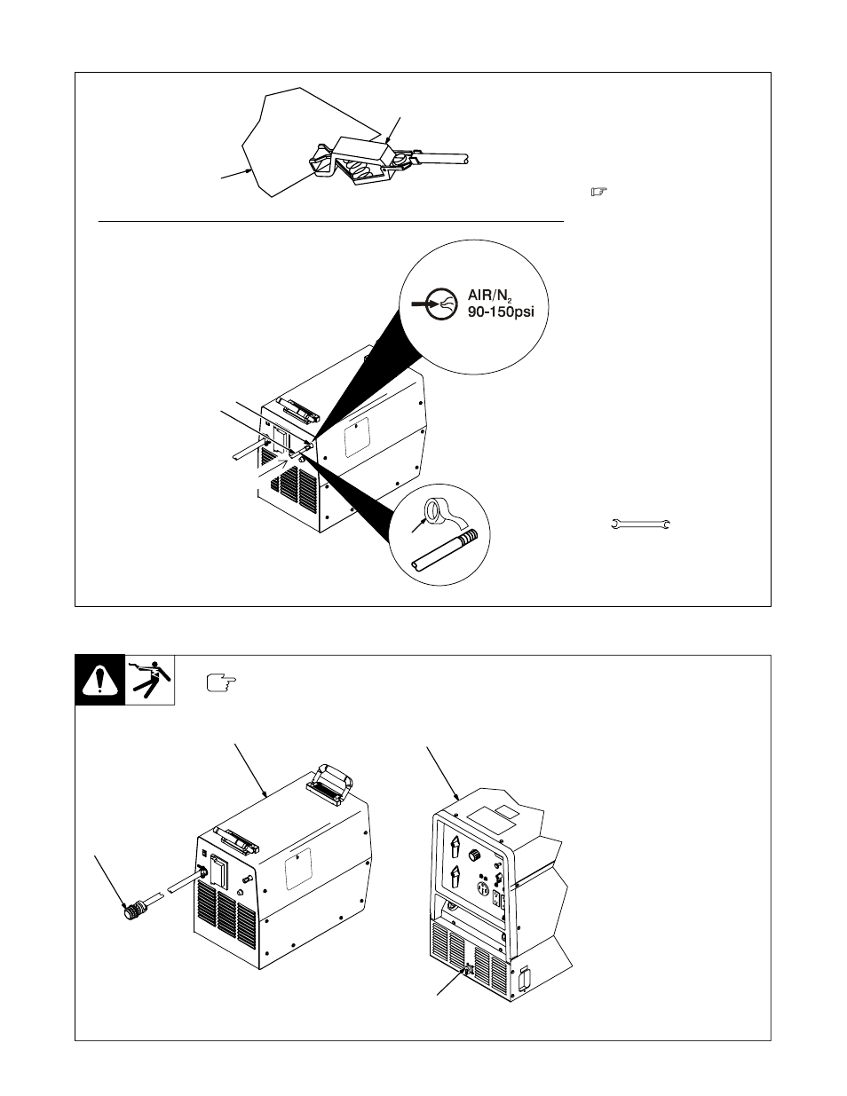 5. connecting work clamp and gas/air supply, 6. connecting input power | Miller Electric 188 036G User Manual | Page 15 / 28