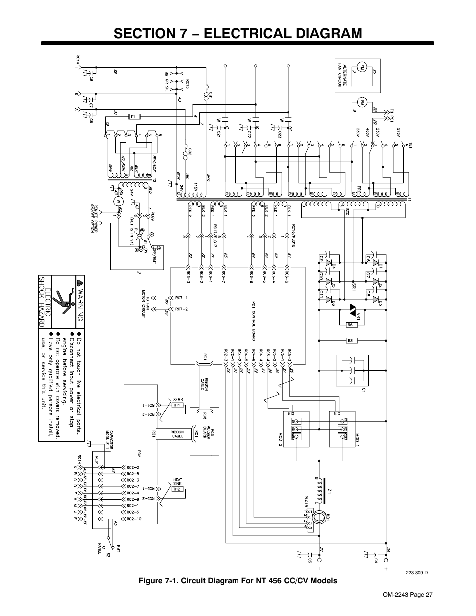 Section 7 − electrical diagram | Miller Electric NT 456 CC User Manual | Page 31 / 40