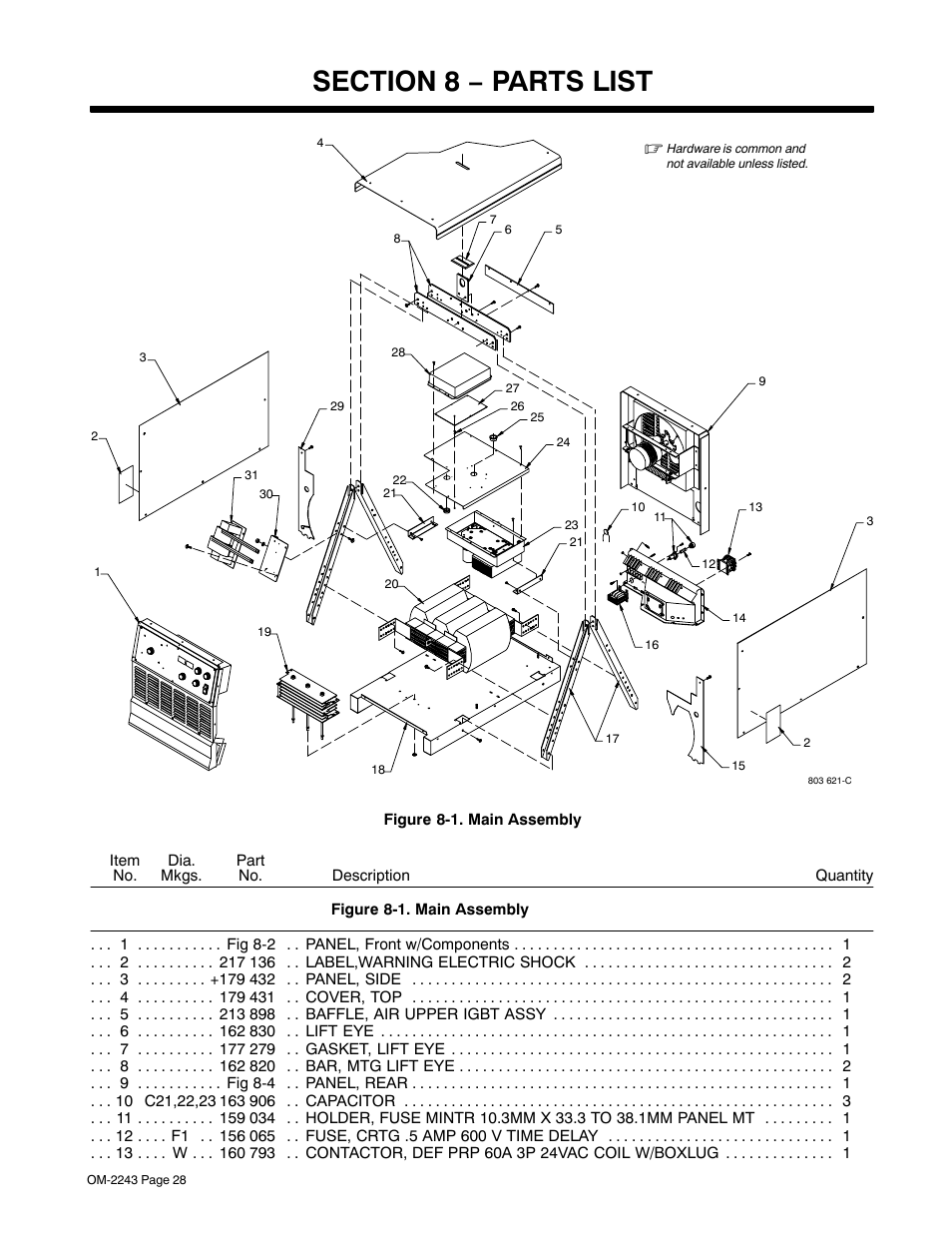 Section 8 − parts list | Miller Electric NT 456 CC User Manual | Page 32 / 40