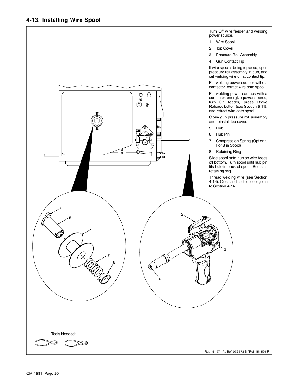 13. installing wire spool | Miller Electric XR A User Manual | Page 24 / 60