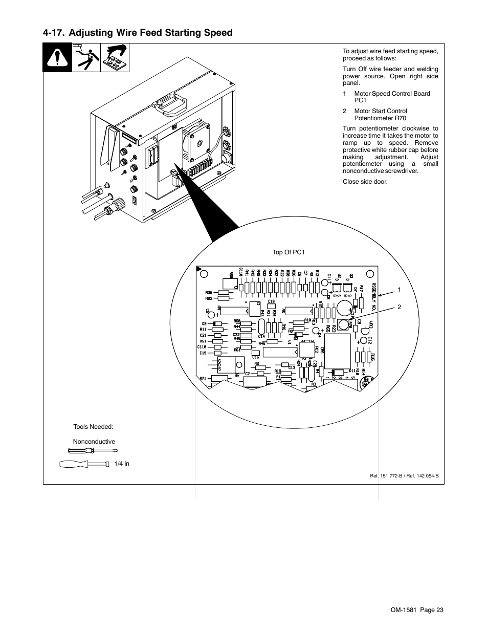 17. adjusting wire feed starting speed | Miller Electric XR A User Manual | Page 27 / 60