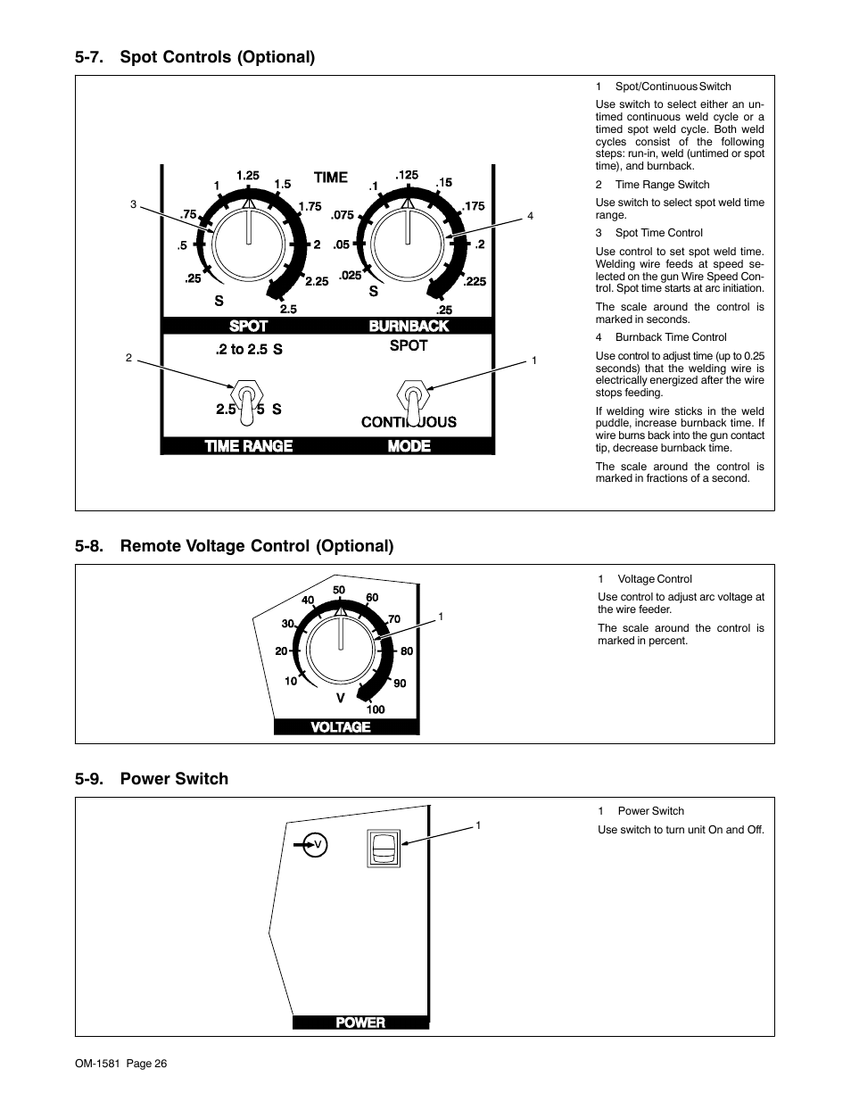 7. spot controls (optional), 8. remote voltage control (optional), 9. power switch | Miller Electric XR A User Manual | Page 30 / 60