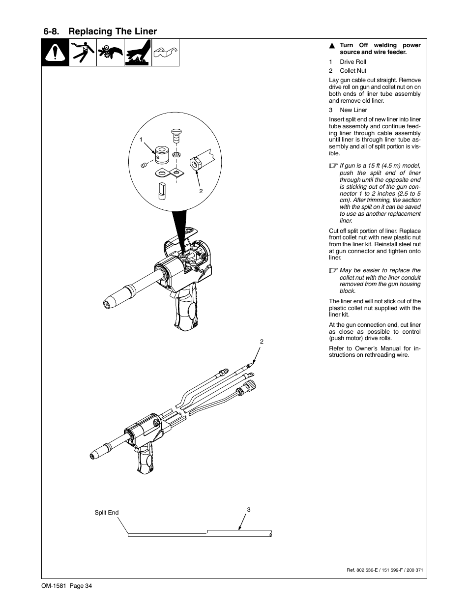 8. replacing the liner | Miller Electric XR A User Manual | Page 38 / 60