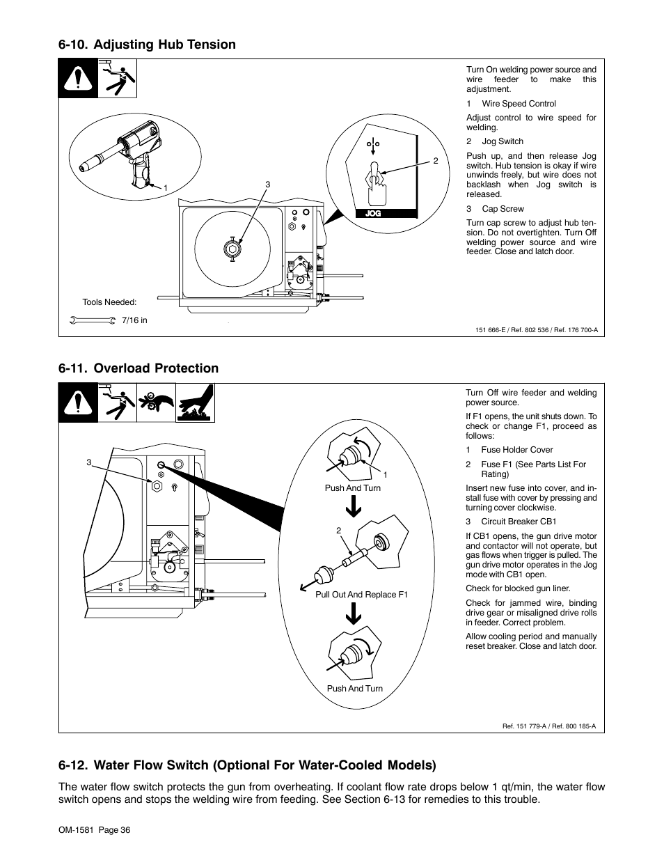 10. adjusting hub tension, 11. overload protection | Miller Electric XR A User Manual | Page 40 / 60