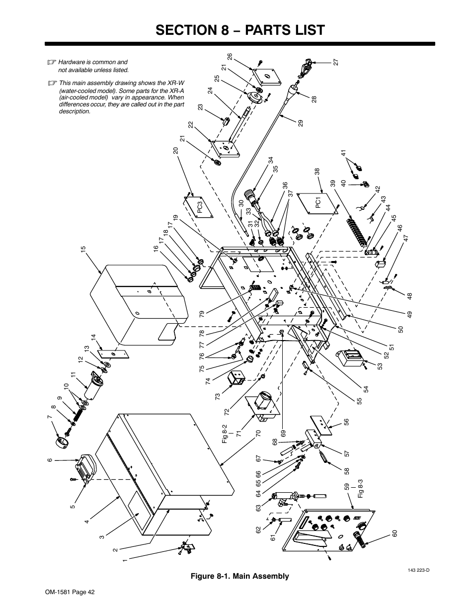 Section 8 − parts list | Miller Electric XR A User Manual | Page 46 / 60