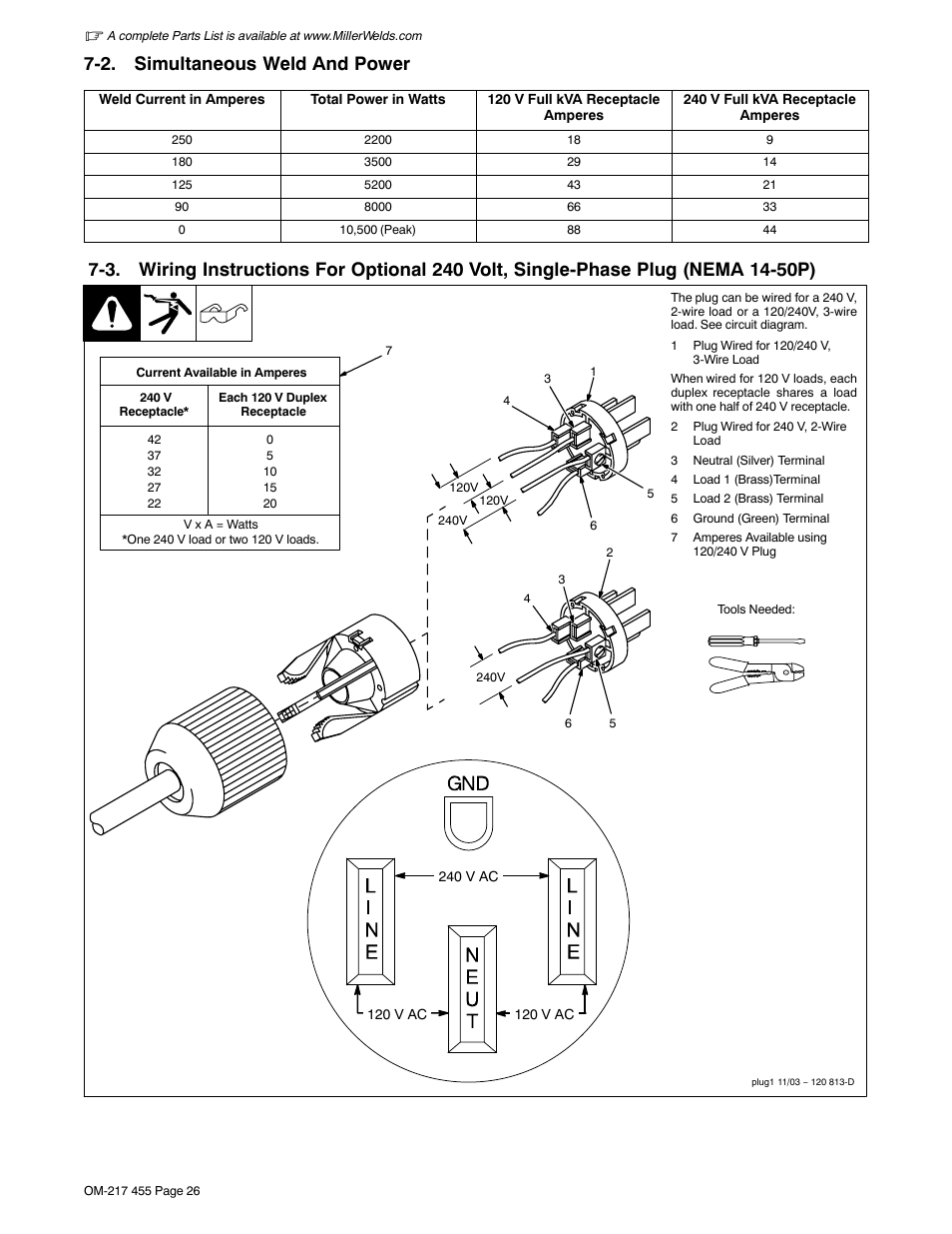 2. simultaneous weld and power | Miller Electric 250 User Manual | Page 30 / 72