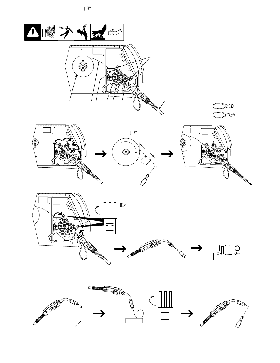 17. threading welding wire for mig gun | Miller Electric Millermatic 350 User Manual | Page 27 / 60