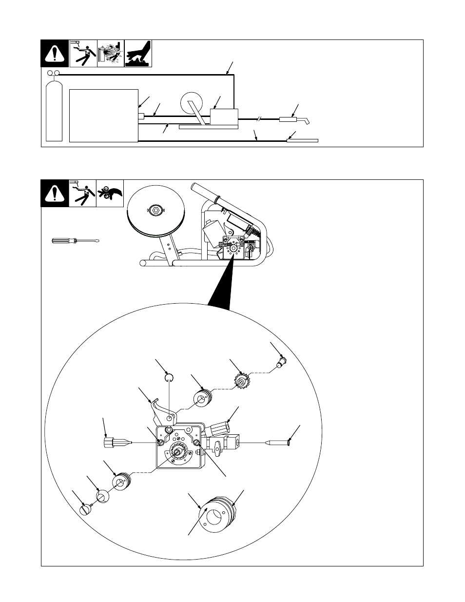 3. equipment connection diagrams, 4. installing wire guides and drive rolls | Miller Electric DS-2 User Manual | Page 11 / 28