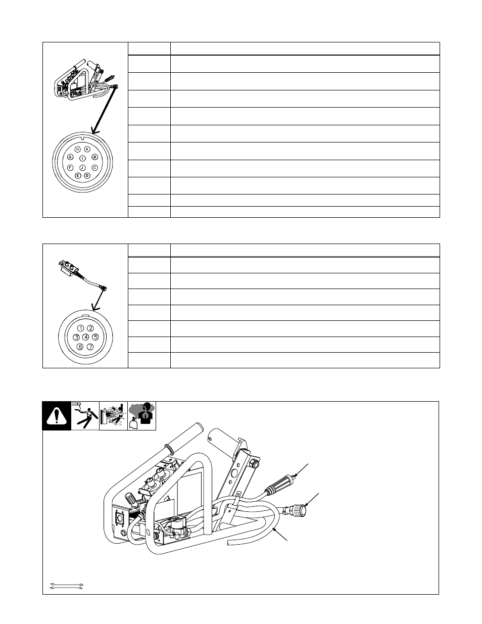 5. 10-pin plug plg8 information, 6. 7-pin plug plg1 information, 7. 10-pin plug and shielding gas connections | Miller Electric DS-2 User Manual | Page 12 / 28