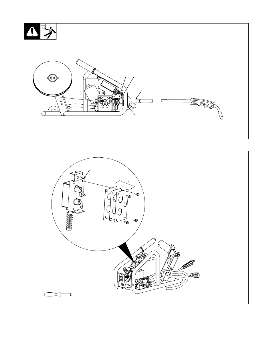 9. connecting welding gun, 10. changing nameplates | Miller Electric DS-2 User Manual | Page 14 / 28