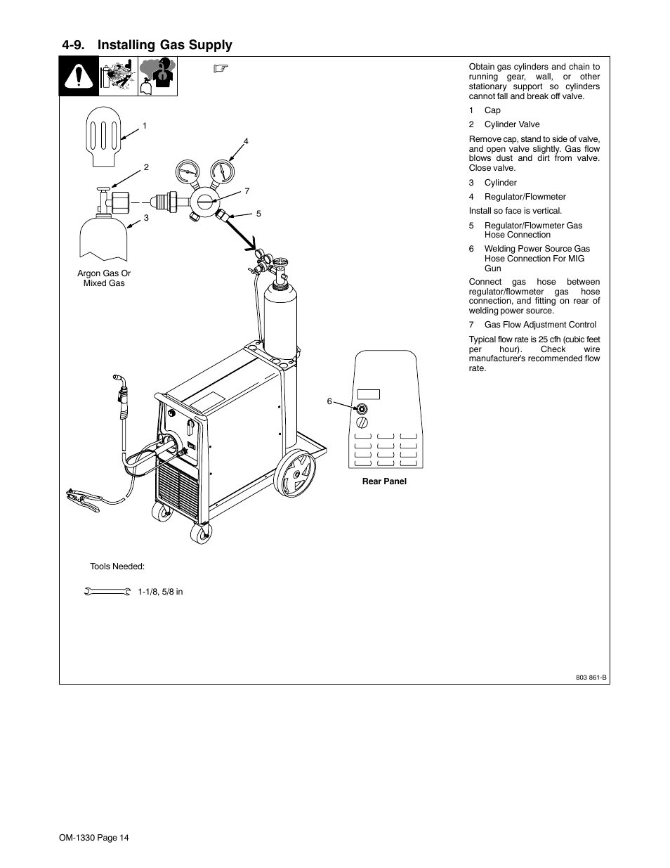 9. installing gas supply | Miller Electric M-10 Gun User Manual | Page 18 / 60