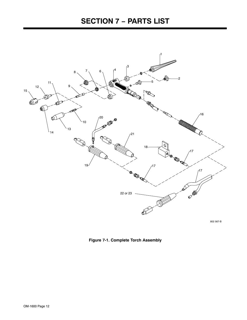 Section 7 − parts list | Miller Electric DB1712RDI25 User Manual | Page 16 / 24