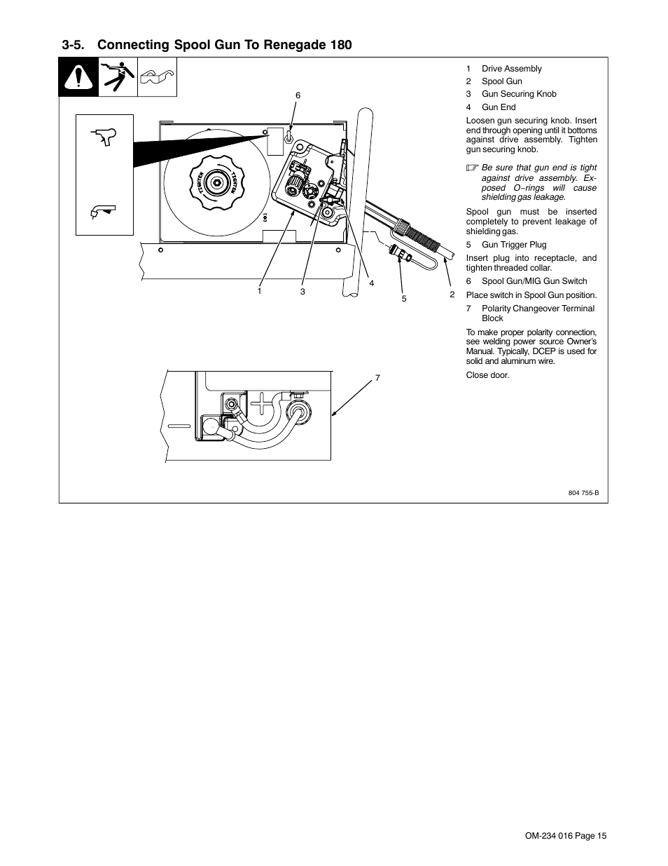 5. connecting spool gun to renegade 180 | Miller Electric OM-234 016D User Manual | Page 24 / 52