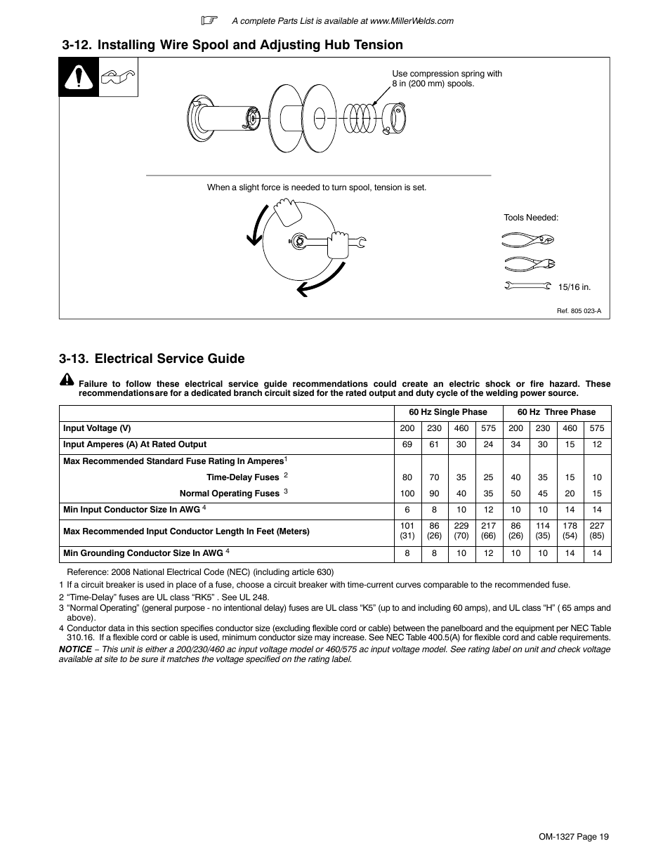 13. electrical service guide | Miller Electric MILLERMATIC 350P User Manual | Page 23 / 56