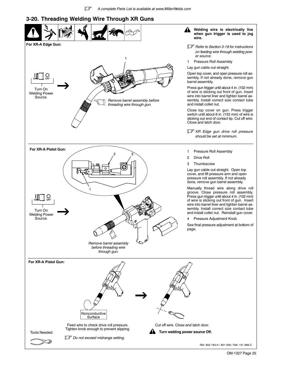 20. threading welding wire through xr guns | Miller Electric MILLERMATIC 350P User Manual | Page 29 / 56