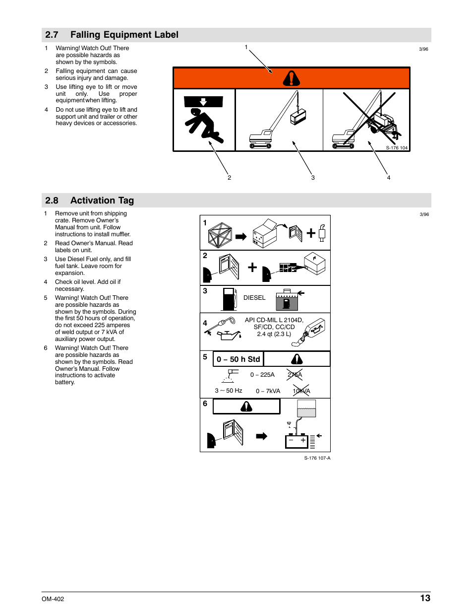 7 falling equipment label, 8 activation tag | Miller Electric Metro 250D User Manual | Page 17 / 64