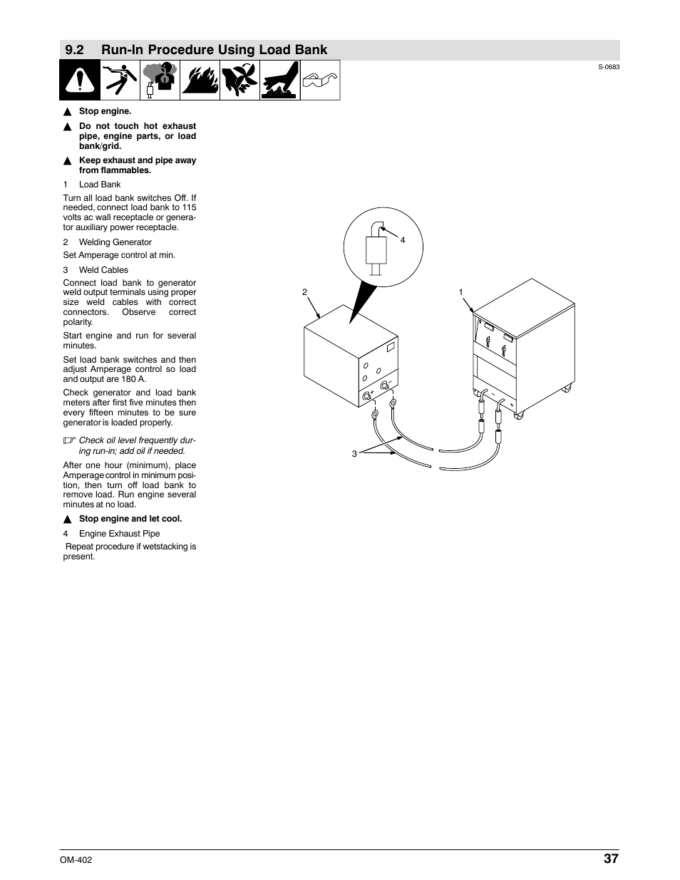 2 run-in procedure using load bank | Miller Electric Metro 250D User Manual | Page 41 / 64