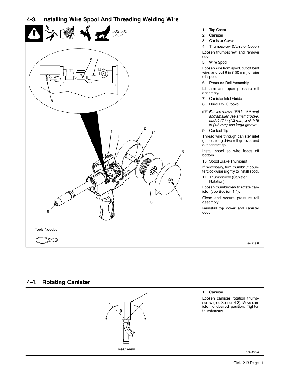 4. rotating canister | Miller Electric 15A User Manual | Page 15 / 36