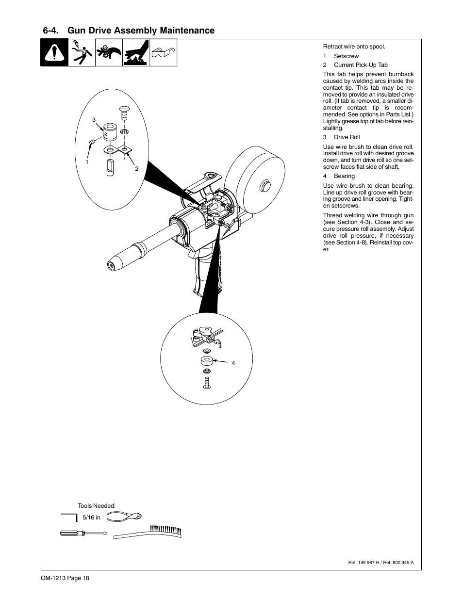 4. gun drive assembly maintenance | Miller Electric 15A User Manual | Page 22 / 36