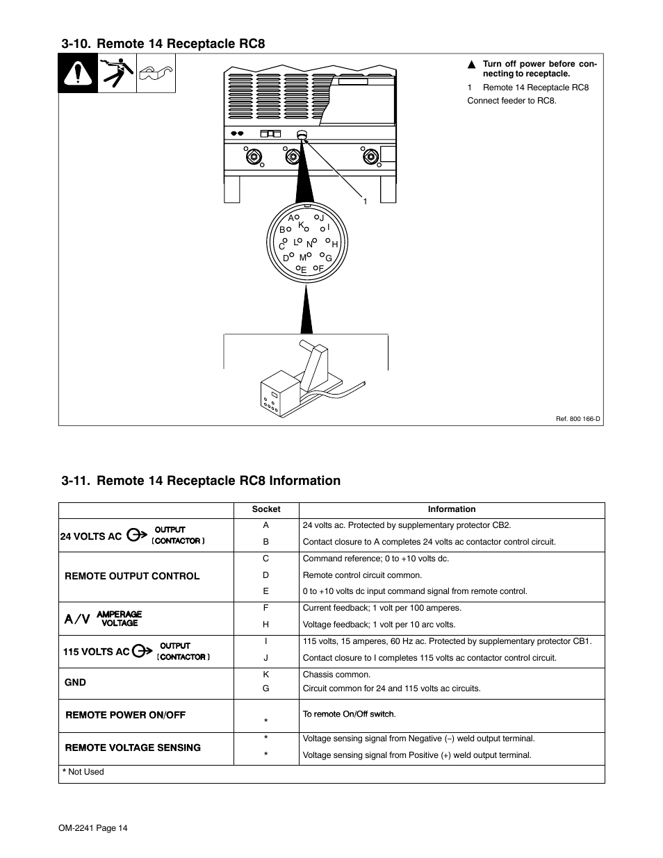 10. remote 14 receptacle rc8, 11. remote 14 receptacle rc8 information | Miller Electric Delta-Fab User Manual | Page 18 / 32