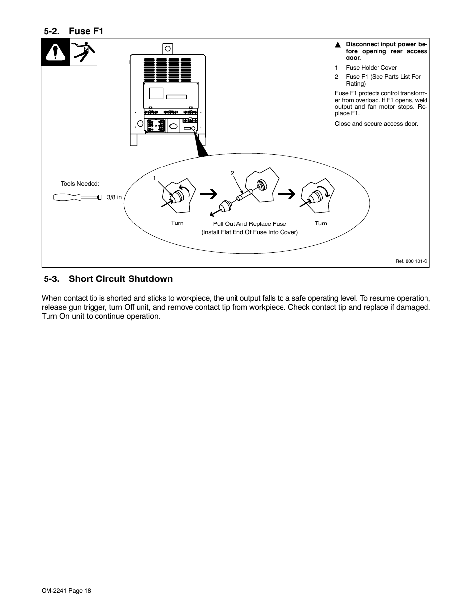 2. fuse f1, 3. short circuit shutdown | Miller Electric Delta-Fab User Manual | Page 22 / 32