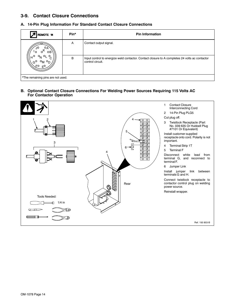 9. contact closure connections | Miller Electric WC-115A User Manual | Page 18 / 28