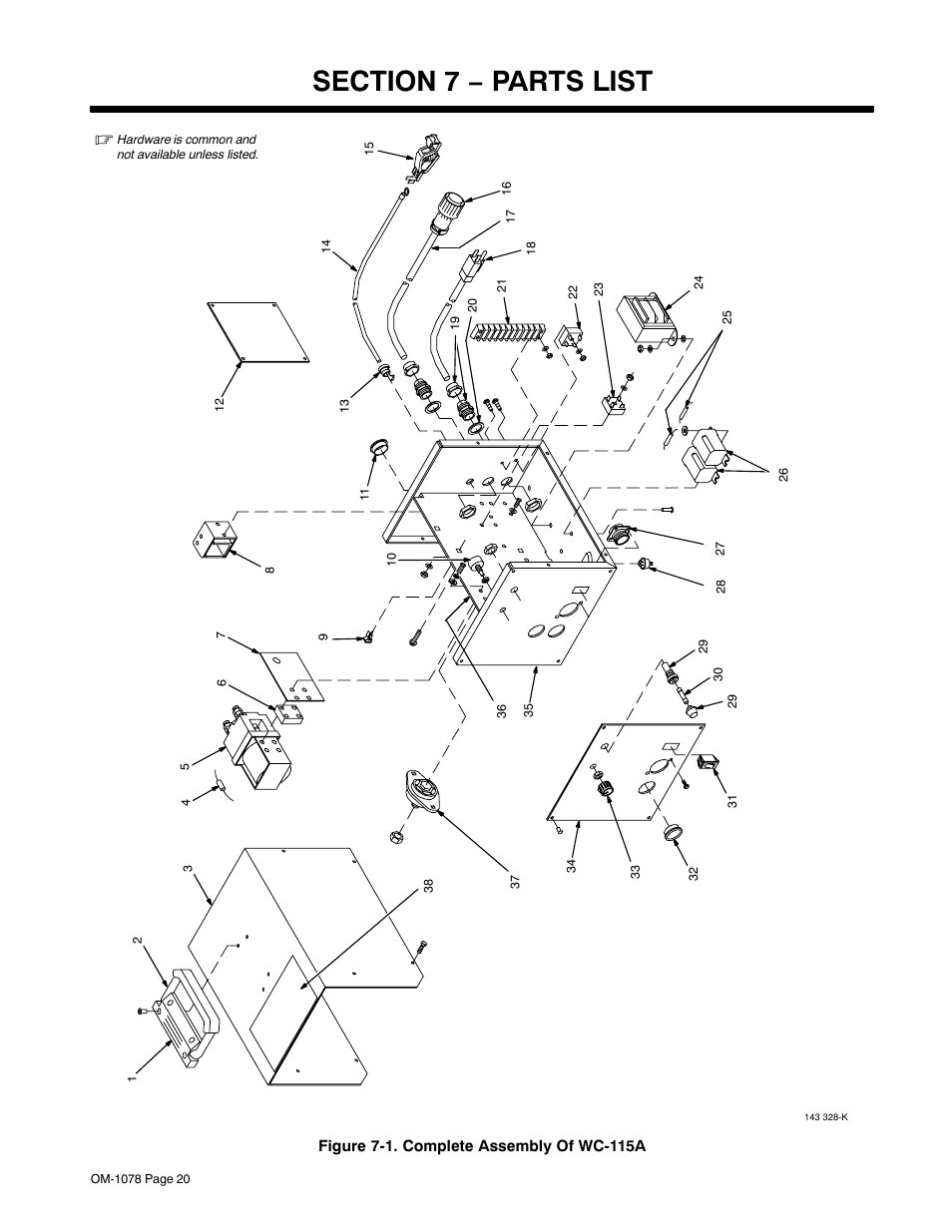 Section 7 − parts list | Miller Electric WC-115A User Manual | Page 24 / 28