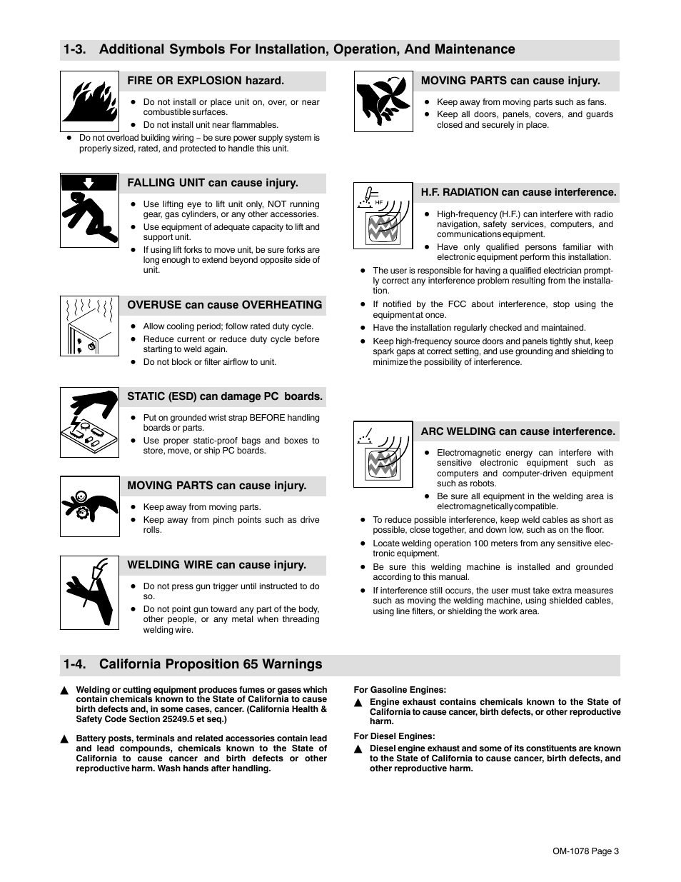 4. california proposition 65 warnings | Miller Electric WC-115A User Manual | Page 7 / 28