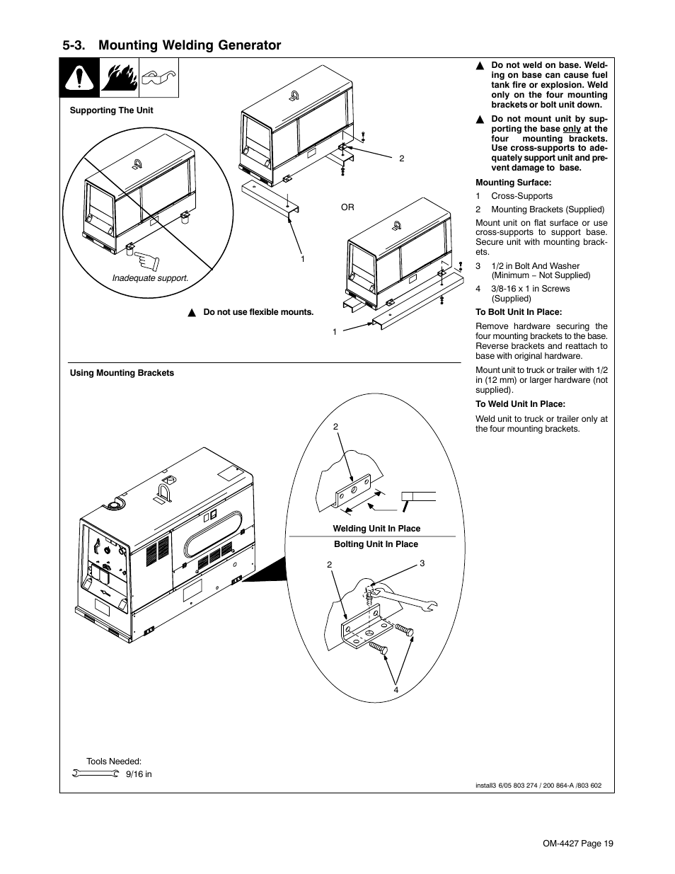 3. mounting welding generator | Miller Electric Big 40 CX User Manual | Page 23 / 90
