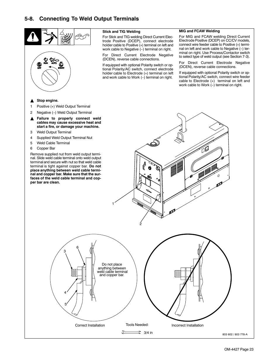 8. connecting to weld output terminals | Miller Electric Big 40 CX User Manual | Page 27 / 90