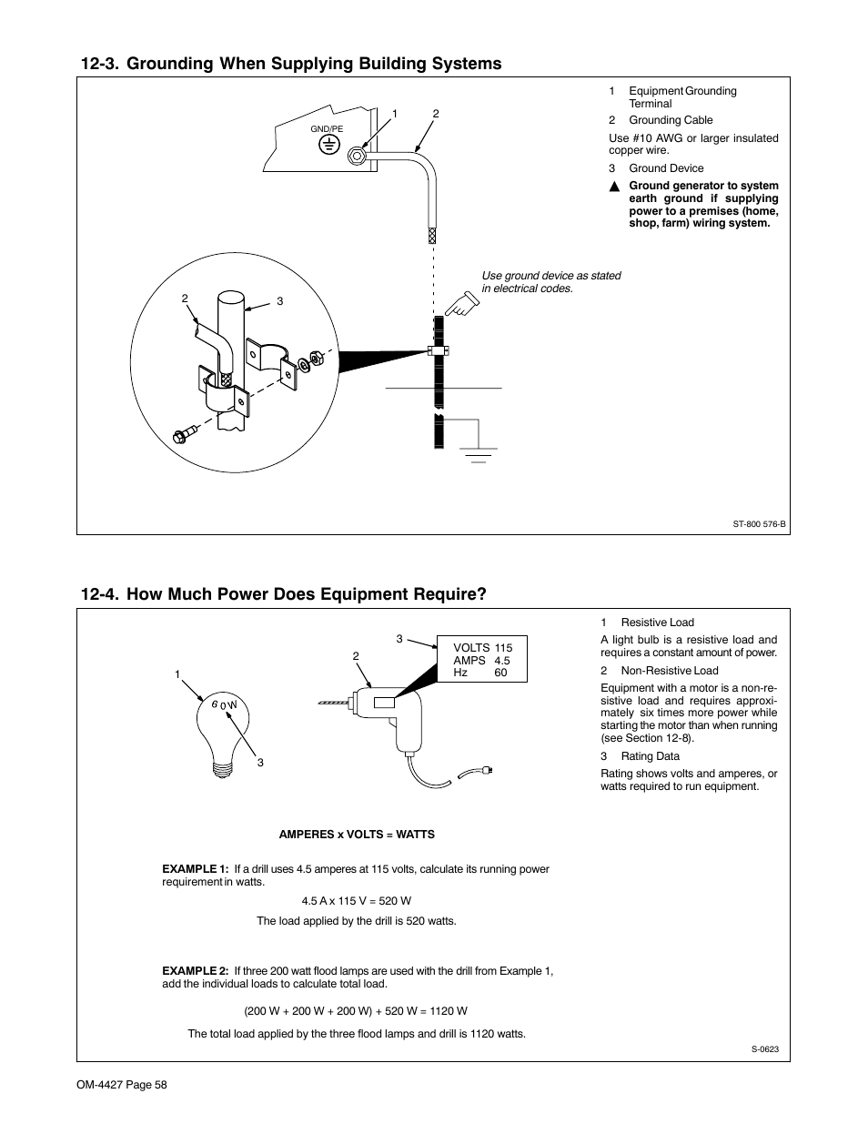 3. grounding when supplying building systems, 4. how much power does equipment require | Miller Electric Big 40 CX User Manual | Page 62 / 90