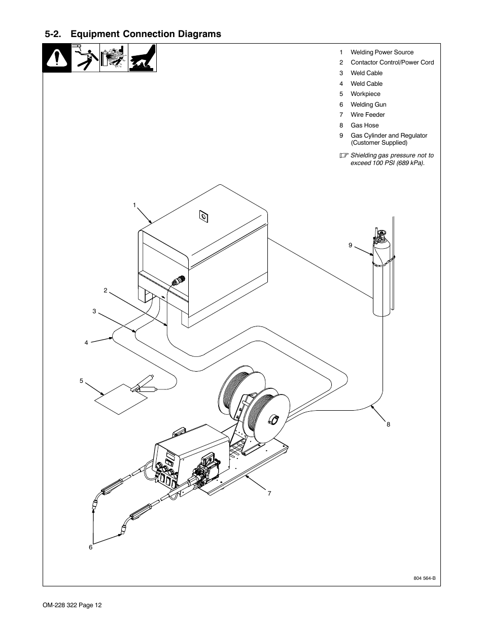 Section 4 − introduction, 1. specifications, Section 5 − installation | 1. site selection, 2. equipment connection diagrams | Miller Electric D-75S User Manual | Page 16 / 40