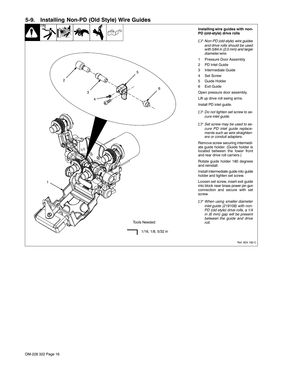 8. installing pd continuous wire guides, 9. installing non-pd (old style) wire guides | Miller Electric D-75S User Manual | Page 20 / 40