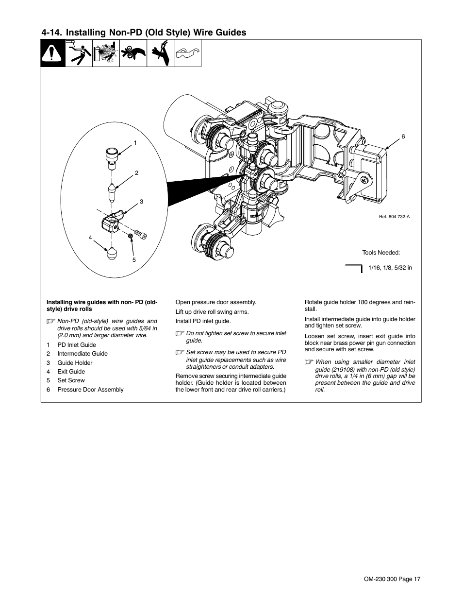 14. installing non-pd (old style) wire guides | Miller Electric DS-75S16 User Manual | Page 21 / 48