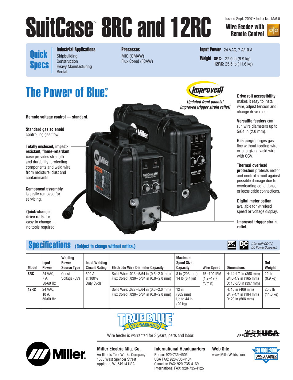 Miller Electric 8RC User Manual | 2 pages