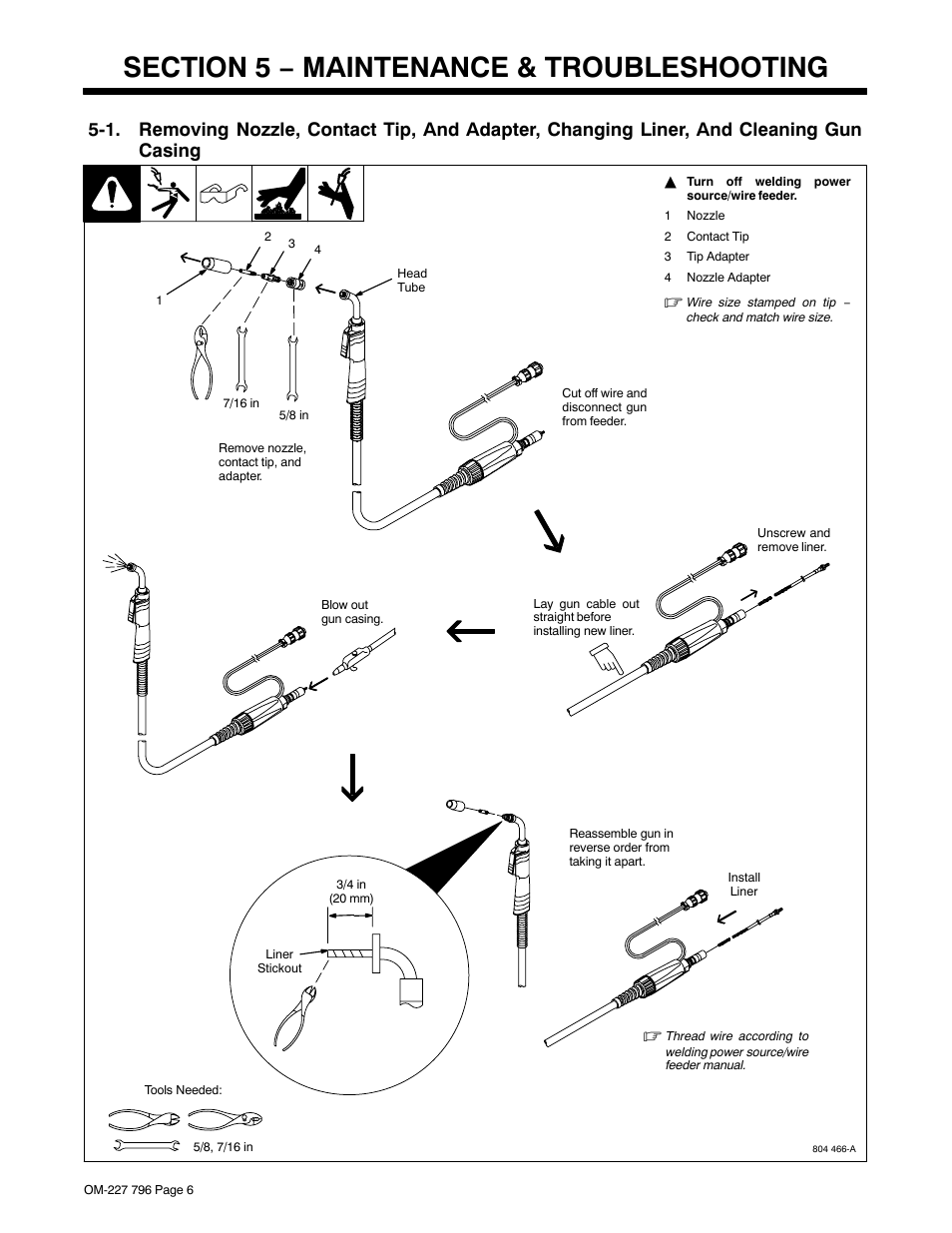 Section 5 − maintenance & troubleshooting | Miller Electric M-25 User Manual | Page 10 / 16