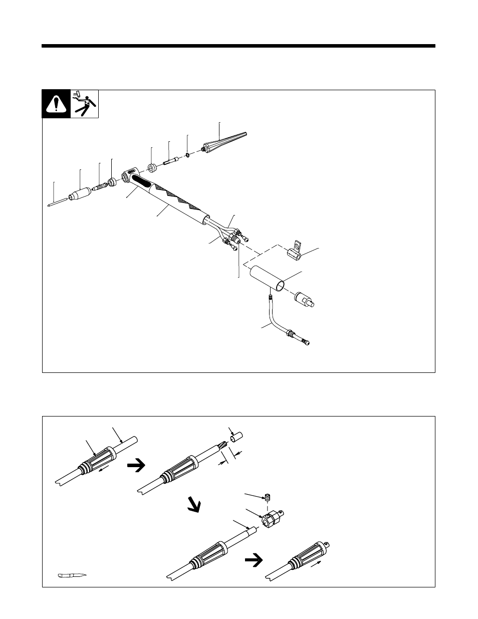 Section 3 − installation, Required torch parts and torch assembly, International style connector assembly | 1. required torch parts and torch assembly, 2. international style connector assembly | Miller Electric DB1825R User Manual | Page 6 / 20